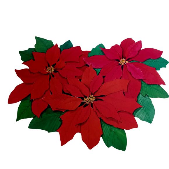 Vintage Christmas Die Cuts Holly Hobbie Santa Claus Poinsettia Wall Door Holiday - Picture 3 of 10